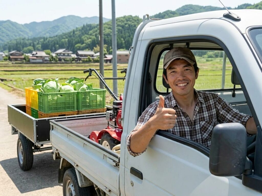 軽カーゴトレーラーの販売、けん引免許不要、普通免許でOK、農業にも最適