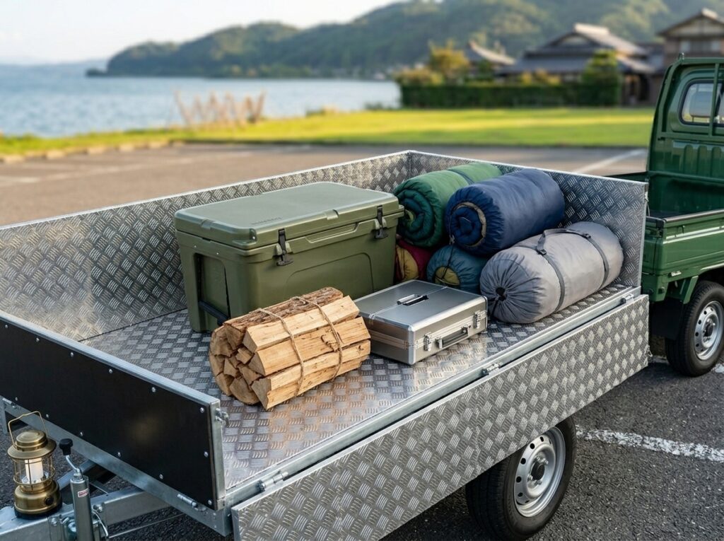 琵琶湖BASE、カーゴトレーラーの販売、けん引免許不要、普通免許でOK、タク石黒、セカンドライフ、キャンプ、アウトドア