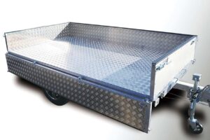 軽カーゴトレーラーの販売、けん引免許不要、普通免許でOK、オプション、あおり内側縞鋼板貼り2