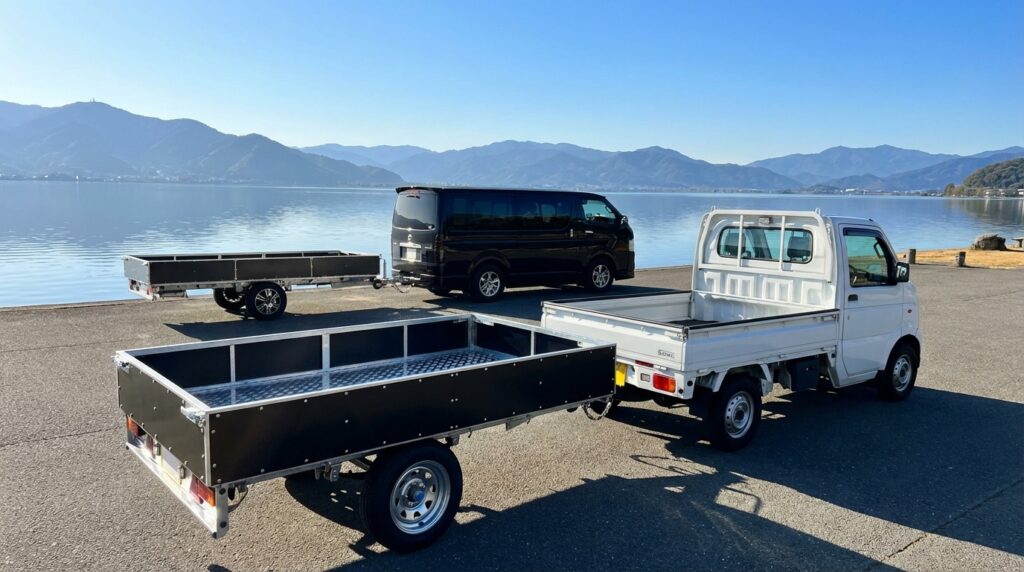 カーゴトレーラーの販売、けん引免許不要、普通免許でOK