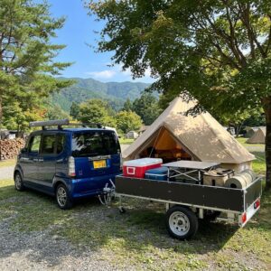 軽カーゴトレーラーの販売、けん引免許不要、普通免許でOK、キャンプに、アウトドアに