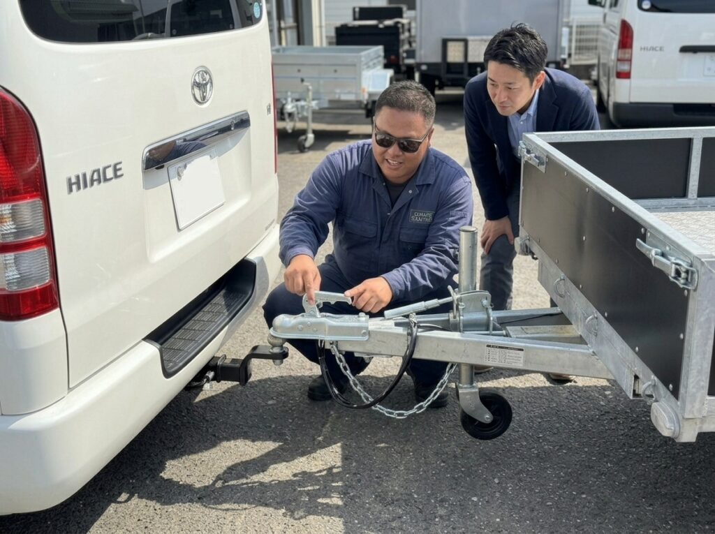 琵琶湖BASE、カーゴトレーラーの販売、けん引免許不要、普通免許でOK、タク石黒